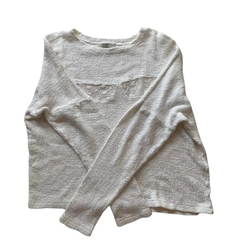 Zara Trafaluc Pullover Sweater White size Small Lace workwear Office Casual